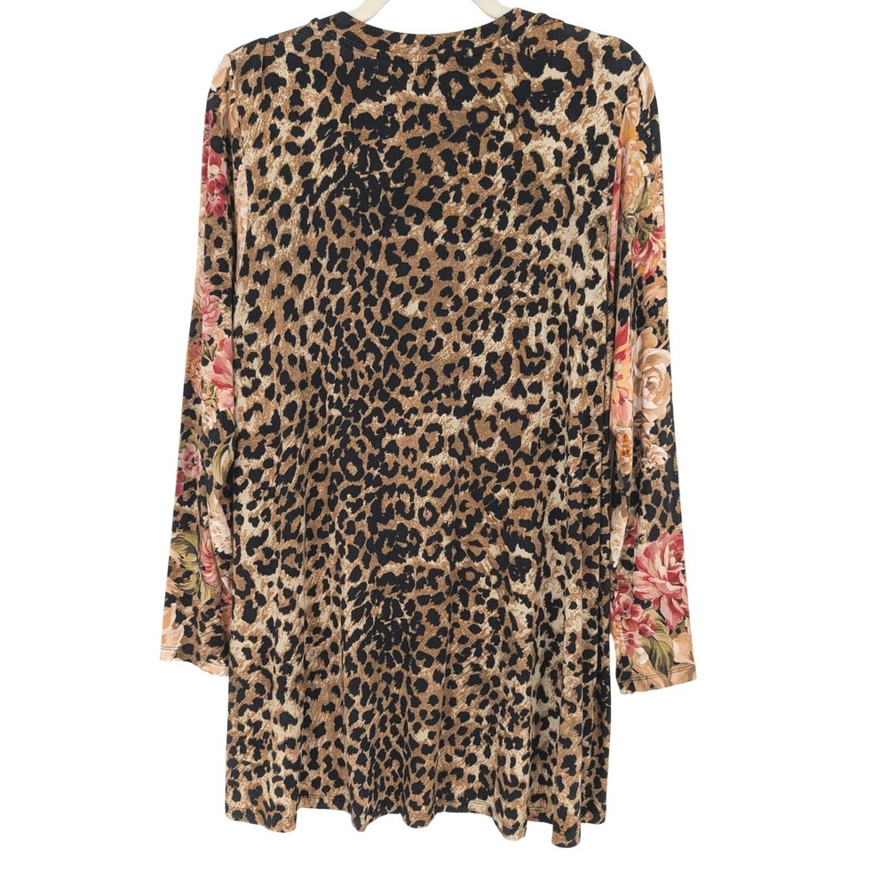 Johnny Was Vintage Rose Swing Top Large Leopard Floral Long Sleeve Tunic Boho - Picture 4 of 10